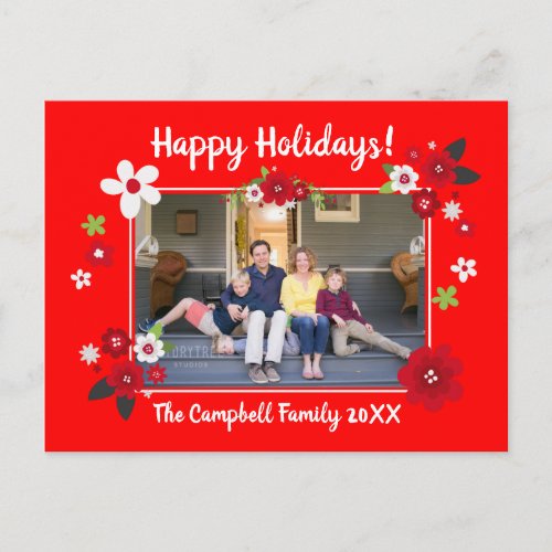 Happy Holidays Custom Name and Photo Postcard
