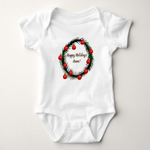 Happy Holidays Custom Name Baby Bodysuit