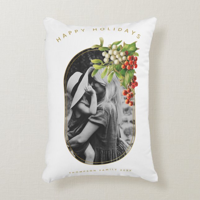 Happy Holidays Custom Photo Family Christmas Accent Pillow (Front(Vertical))