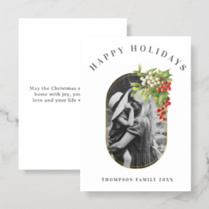 Happy Holidays Custom Photo Family Christmas Letterpress Photo Cards