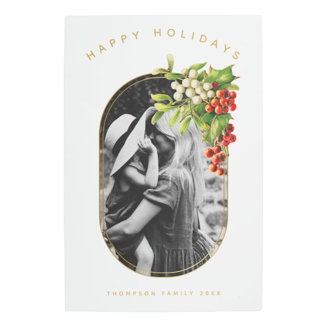 Happy Holidays Custom Photo Family Christmas Metal Print (Front)
