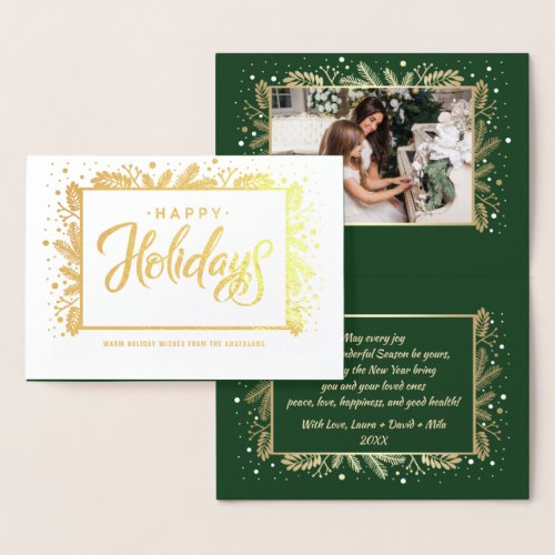 Happy Holidays. Custom Photo Luxury  Foil Card