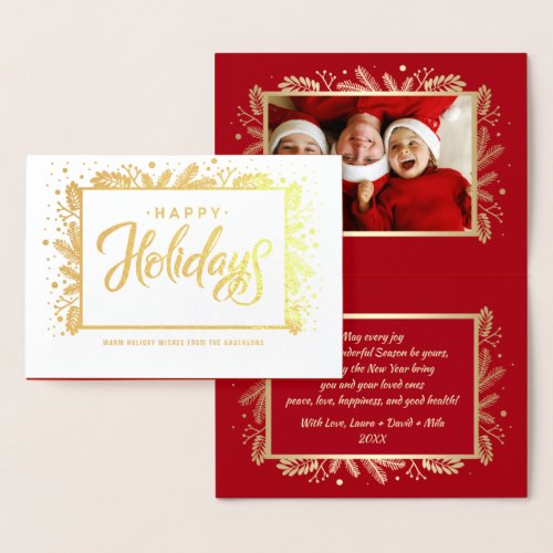 Happy Holidays Custom Photo Luxury  Foil Card