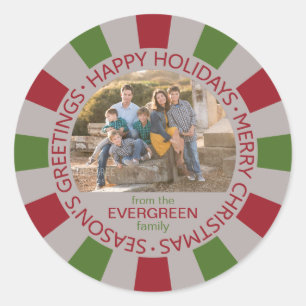 Happy Holidays custom Photo & Name stickers