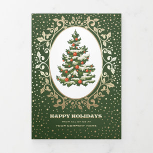 Happy Holidays. Custom Photos Business Corporate Tri-Fold Holiday Card