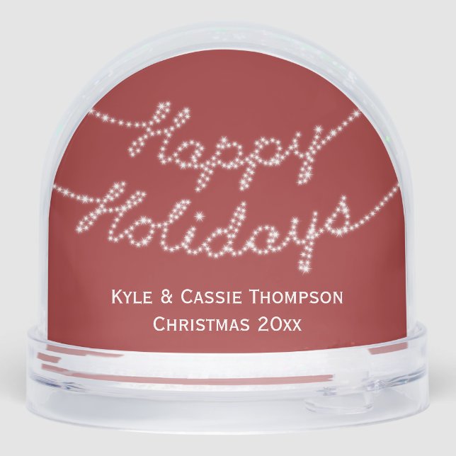 Happy Holidays Customizable Photo Snow Globe (Back)