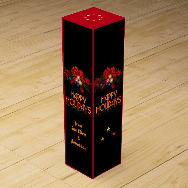 Happy Holidays (customizable) Wine Gift Box (Front)