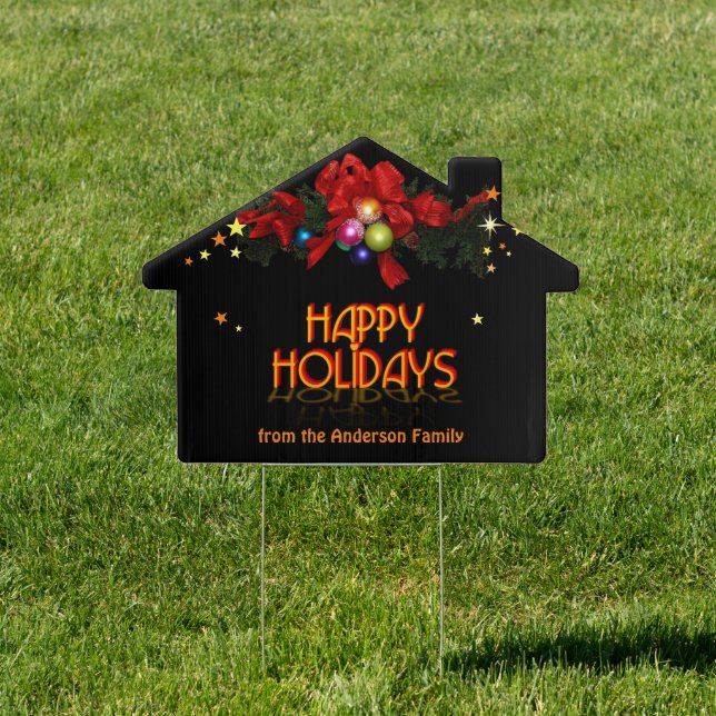 Happy Holidays (customizable) Yard Sign (Insitu)