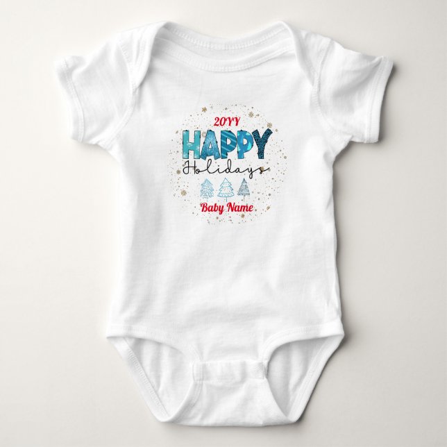 Happy Holidays Customize Baby Bodysuit (Front)