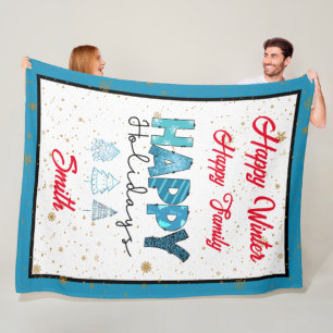 Happy Holidays Customize Fleece Blanket