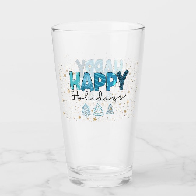 Happy Holidays Customize Glass (Front)