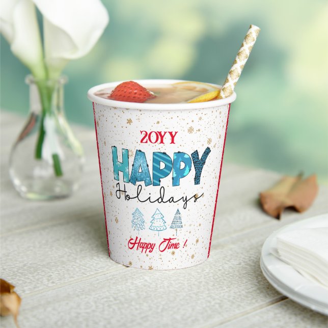 Happy Holidays Customize Paper Cups (Insitu)