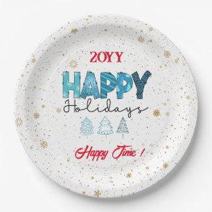 Happy Holidays Customize Paper Plates