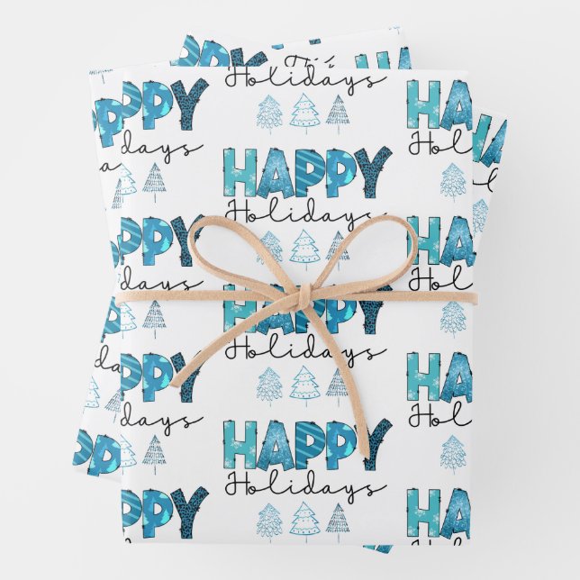 Happy Holidays Customize Wrapping Paper Sheets (In situ)