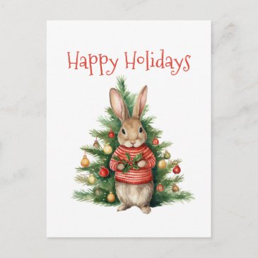 Happy Holidays - Cute Bunny with a Christmas Tree