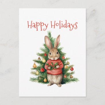 Happy Holidays - Cute Bunny with a Christmas Tree