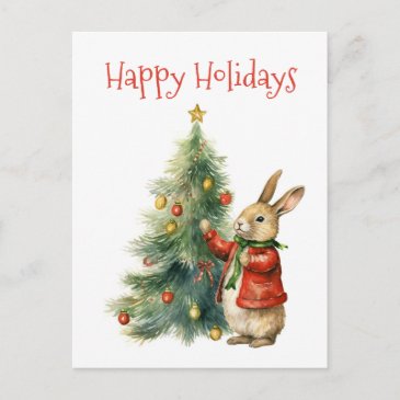 Happy Holidays - Cute Bunny with a Christmas Tree