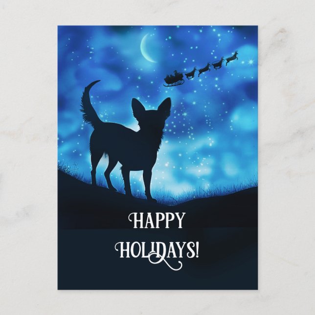 Happy Holidays Cute Chihuahua and Santa Holiday Postcard (Front)
