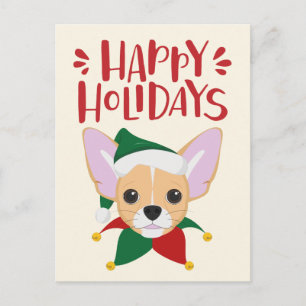 Happy Holidays - Cute Chihuahua Christmas Postcard