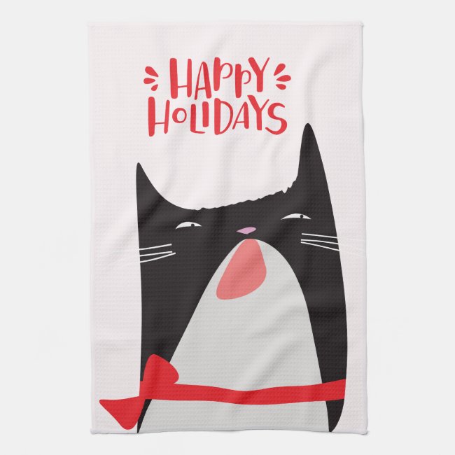 Happy Holidays - Cute Christmas Cat Cartoon