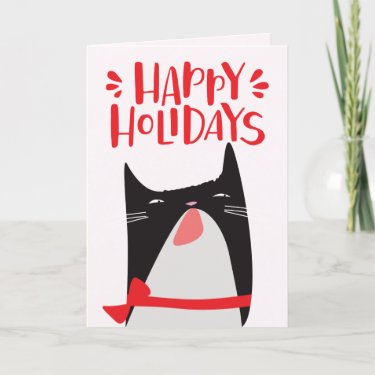 Happy Holidays - Cute Christmas Cat Cartoon