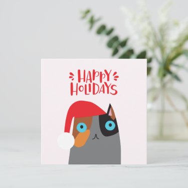 Happy Holidays - Cute Christmas Cat Cartoon