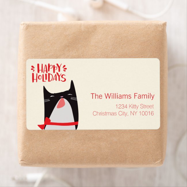 Happy Holidays - Cute Christmas Cat Cartoon