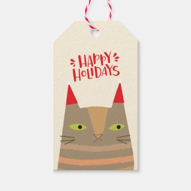 Happy Holidays - Cute Christmas Santa Cat Cartoon