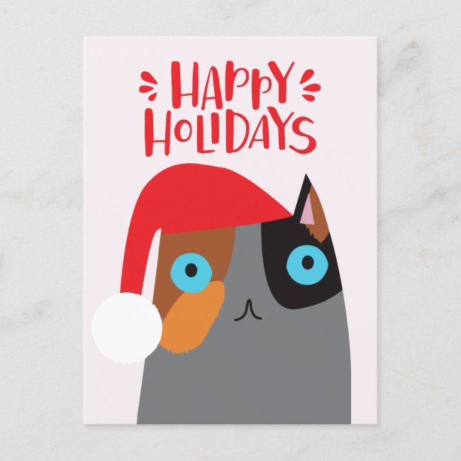 Happy Holidays - Cute Christmas Santa Cat Cartoon