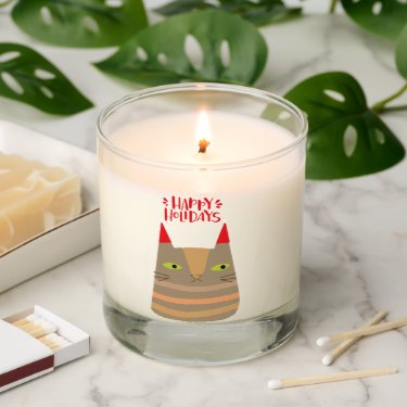 Happy Holidays - Cute Christmas Santa Cat Cartoon