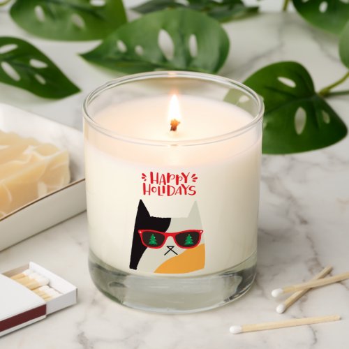 Happy Holidays _ Cute Christmas Santa Cat Cartoon Scented Candle