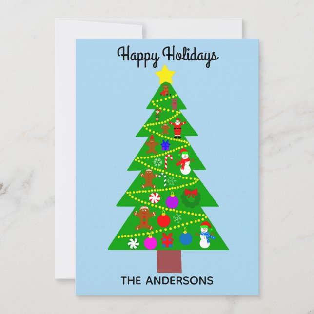 Happy Holidays Cute Christmas Tree #1 Holiday Card (Front)
