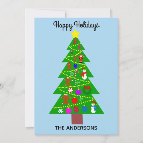 Happy Holidays Cute Christmas Tree 1 Holiday Card