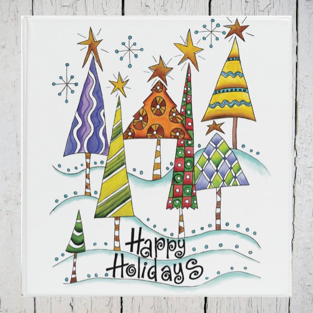 Happy Holidays! Cute Christmas Trees with Stars 3 Ring Binder (Creator Uploaded)