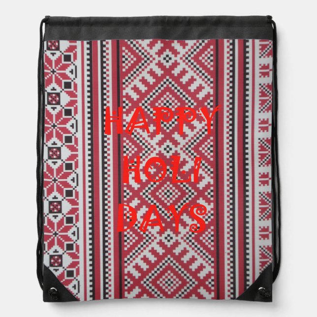 Happy Holidays cute cinch backpack art design idea (Front)