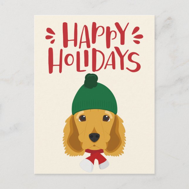 Happy Holidays - Cute Cocker Spaniel Christmas Postcard (Front)