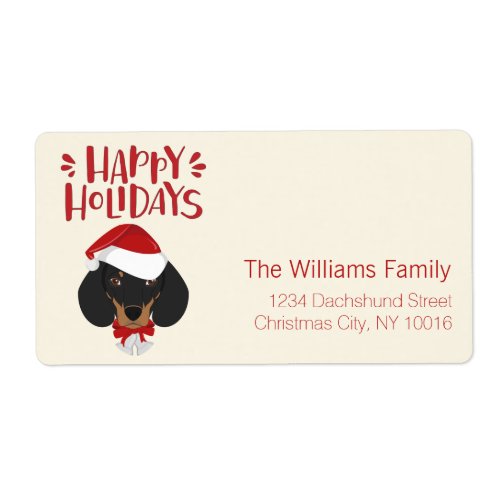 Happy Holidays _ Cute Dachshund Christmas Label