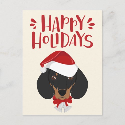 Happy Holidays _ Cute Dachshund Christmas Postcard