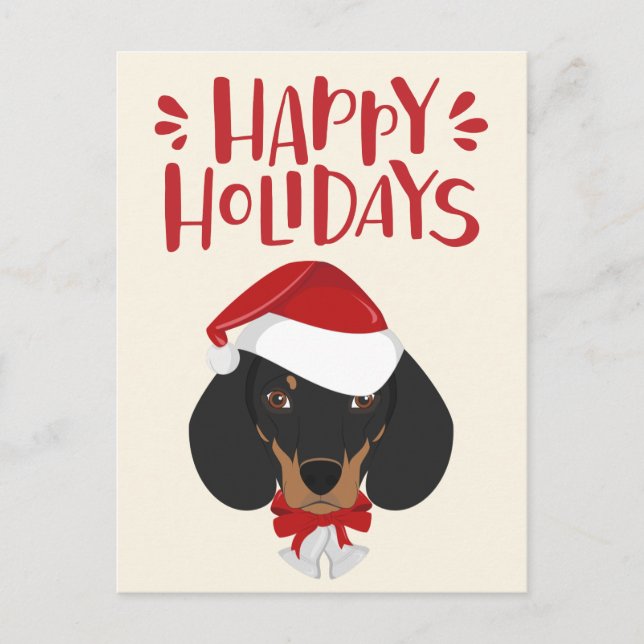 Happy Holidays - Cute Dachshund Christmas Postcard (Front)