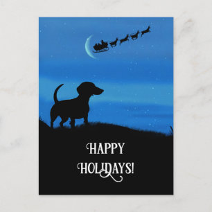 Happy Holidays Cute Dachshund Santa Holiday Postcard