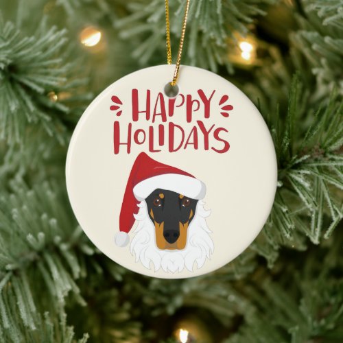 Happy Holidays _ Cute Doberman Pincher Christmas Ceramic Ornament