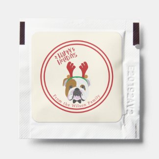 Happy Holidays - Cute English Bulldog Christmas Hand Sanitizer Packet