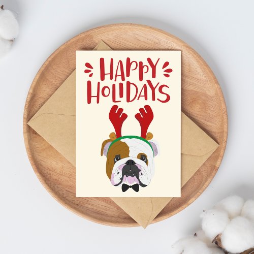 Happy Holidays _ Cute English Bulldog Christmas Postcard