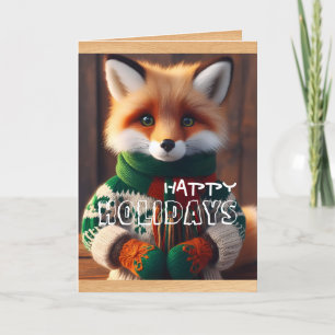 Happy Holidays Cute Fox VGC Holiday Card