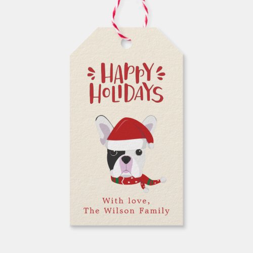 Happy Holidays _ Cute French Bulldog Christmas Gift Tags