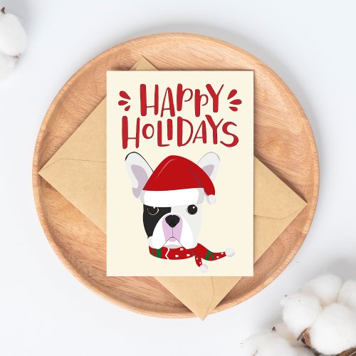 Happy Holidays _ Cute French Bulldog Christmas Postcard