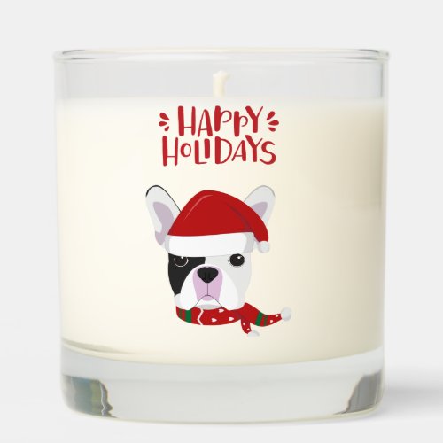 Happy Holidays _ Cute French Bulldog Christmas Scented Candle