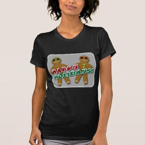 Happy Holidays Cute Gingerbread Men Fun Design T_Shirt