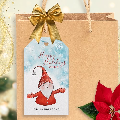 Happy Holidays Cute Gnome Christmas Gift Tags