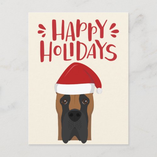 Happy Holidays _ Cute Great Dane Christmas Postcard